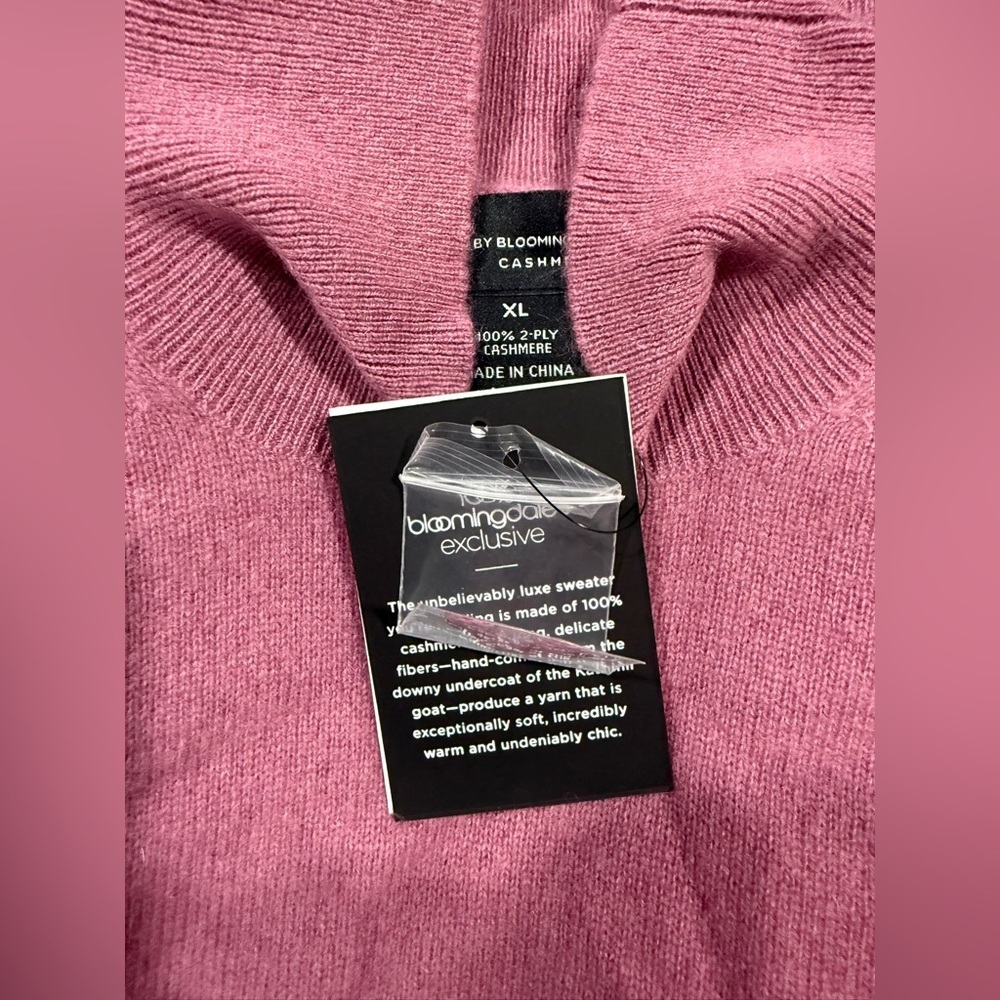 Bloomingdale’s 100% Cashmere Sleeveless Mock Neck Sweater XL Pink NWT - Picture 8 of 13